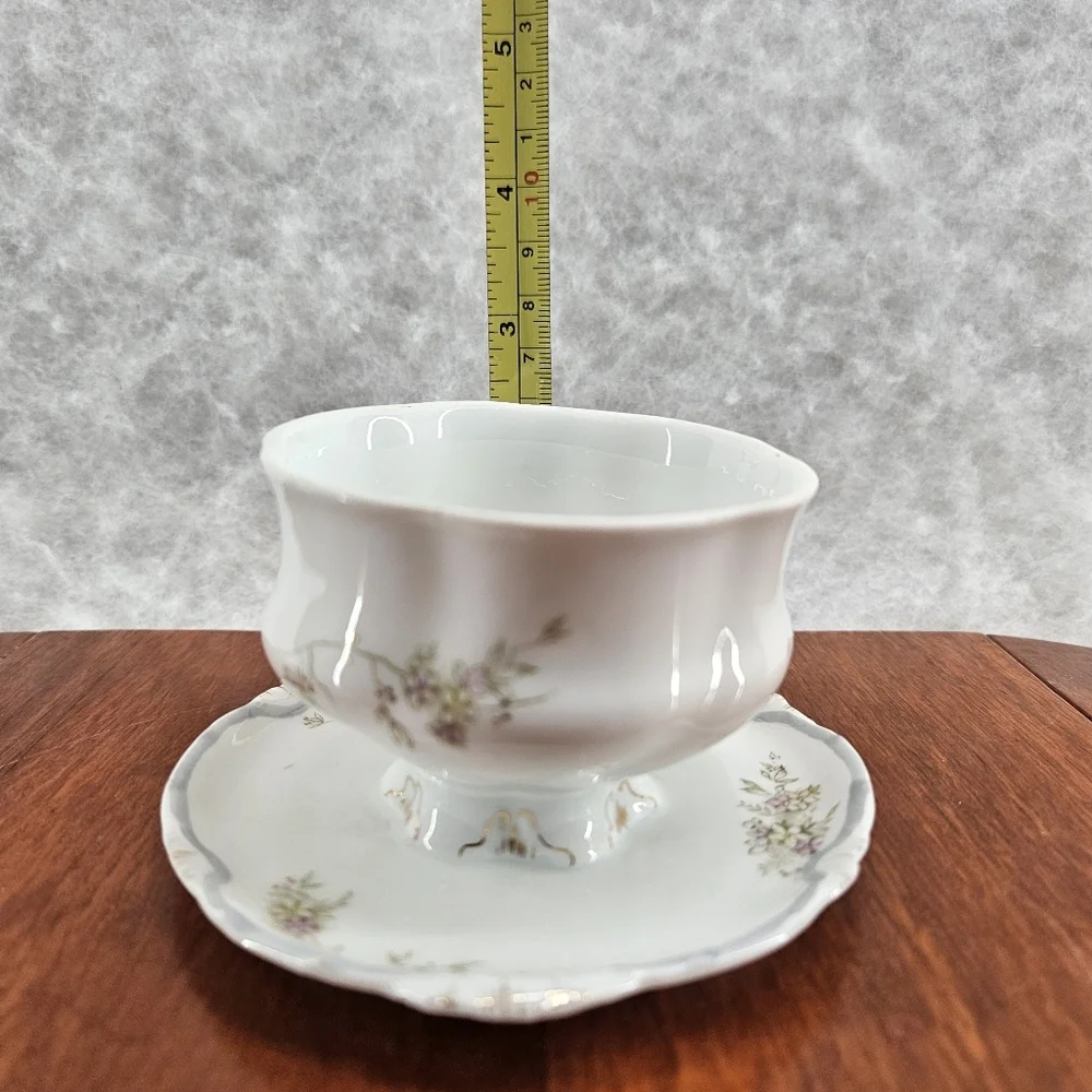 Versailles Made In Germany Elegant White Small Floral Bowl with Attached Plate‎